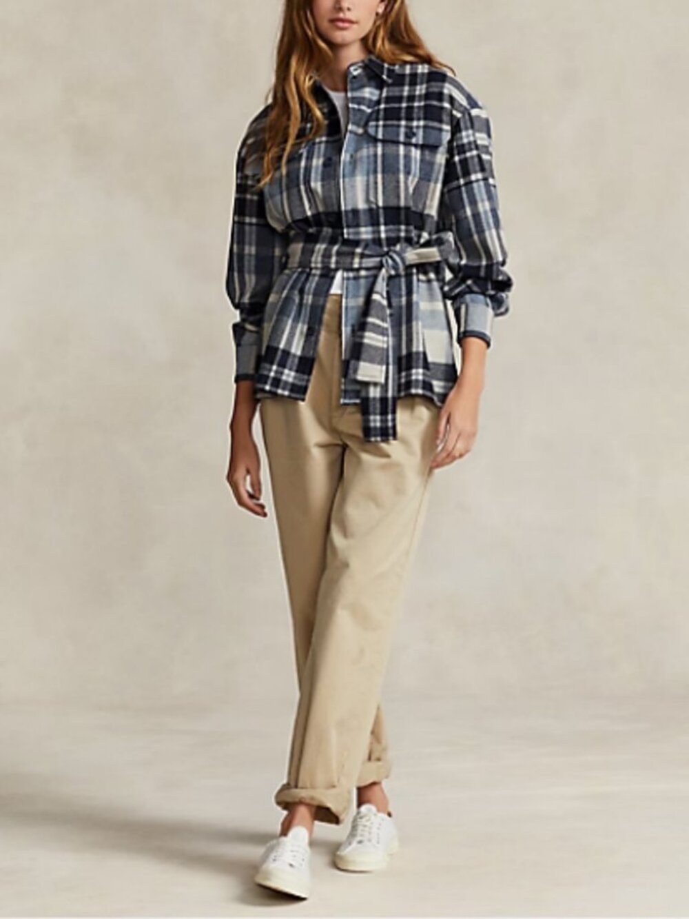 Polo Ralph Lauren Belted Wool-Blend Twill Shirt  - Size 6 - NWT